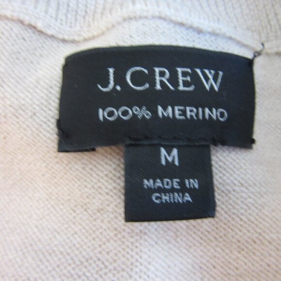 J. Crew Beige Merino Wool Mock Neck Long Sleeve Zip Size M Sweater - Picture 3 of 3